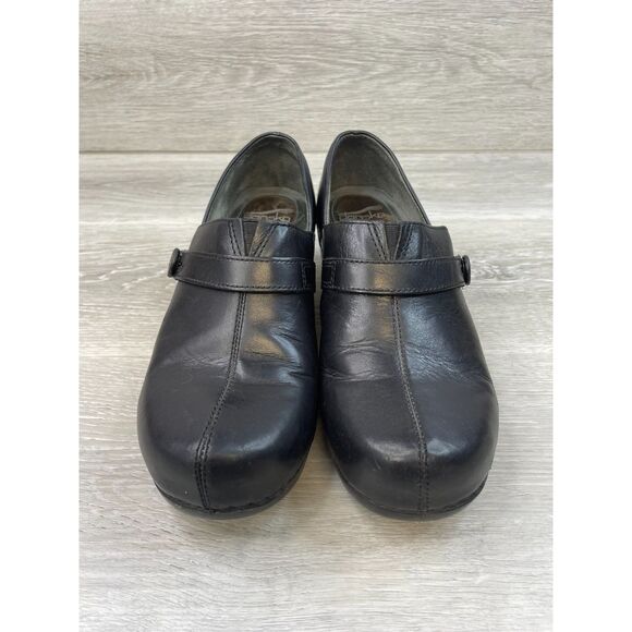 Dansko Womens Clogs Leather Black 9 Slip On Comfort Work Nurse Cushioned Shoes - Picture 2 of 11